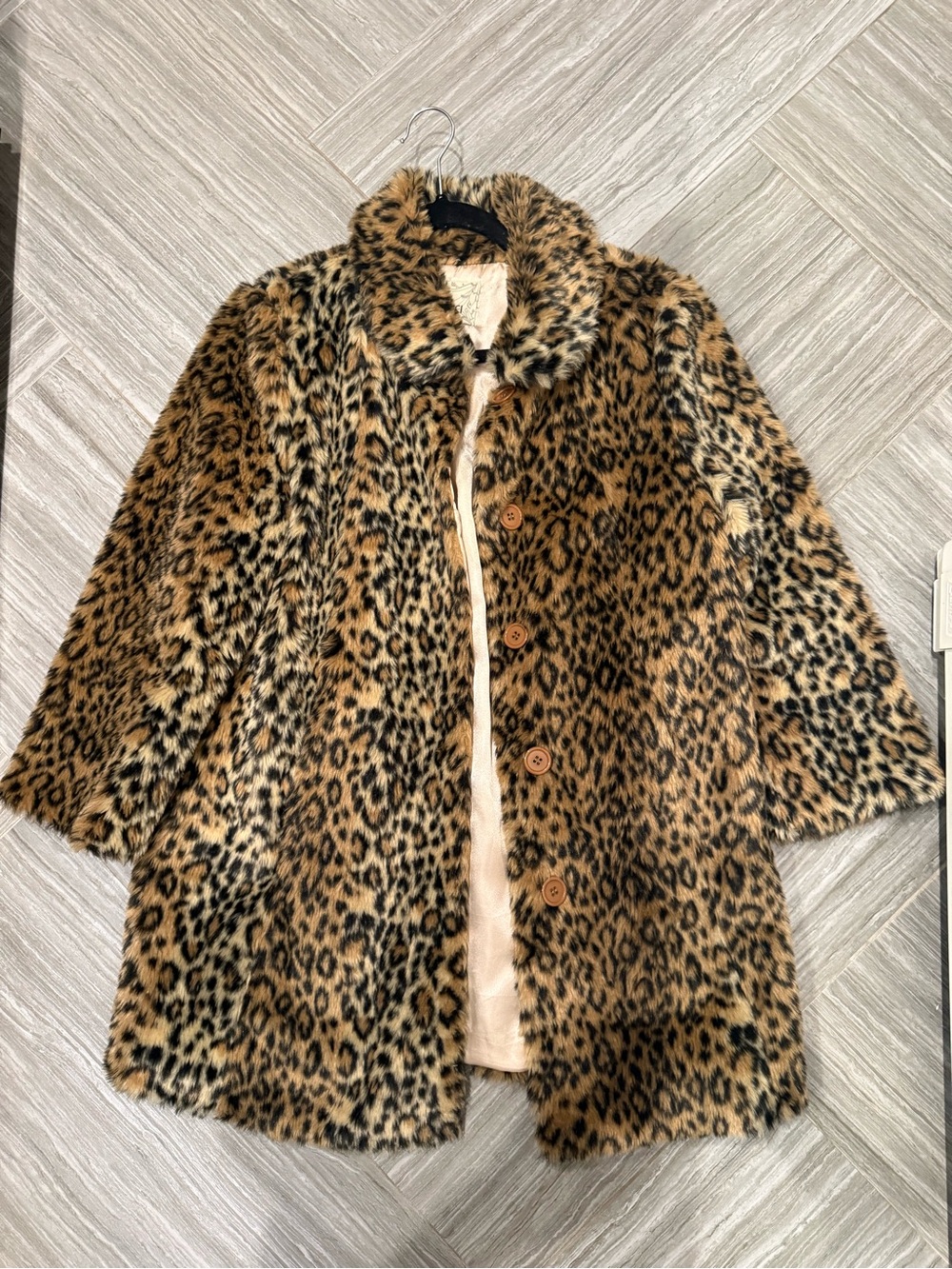 Vintage Leopard Print Teddy Coat